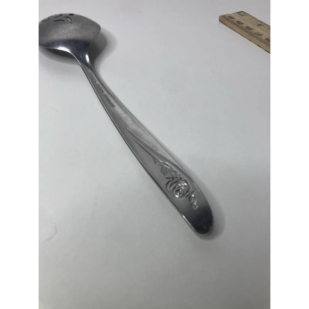 Oneida Community Flatware Pierced Serving Tablespoon Rose Shadow